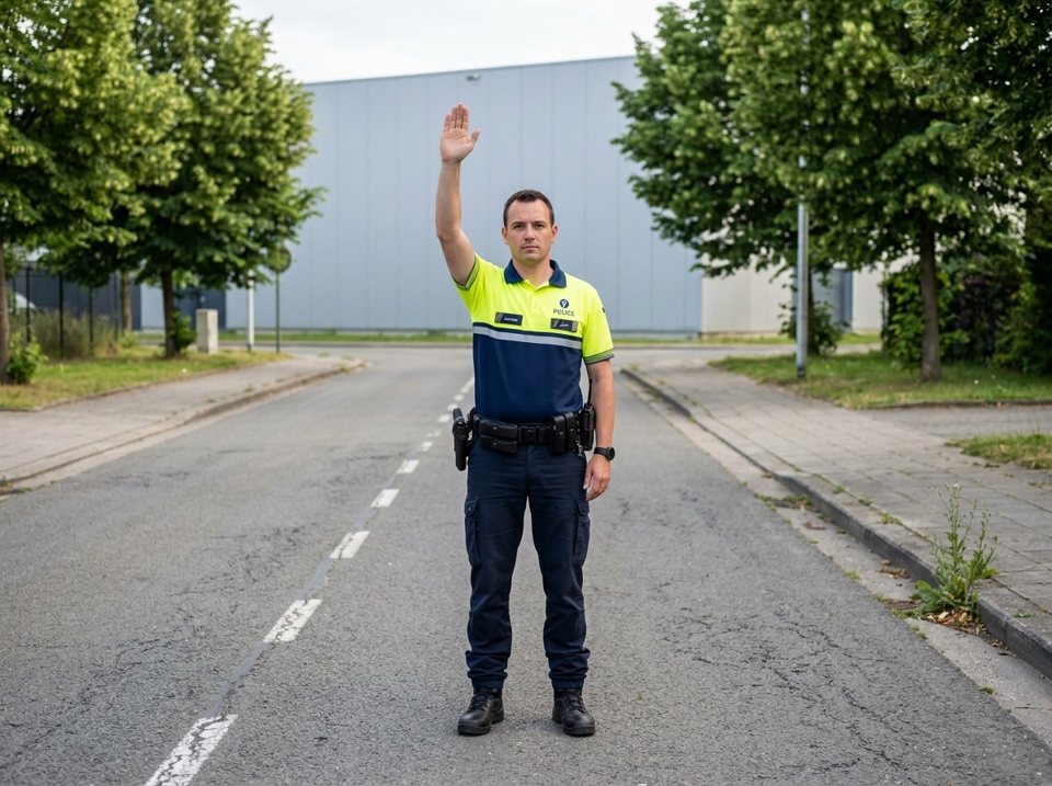 Hebt ein Polizist einen Arm senkrecht nach oben, müssen alle herankommenden Verkehrsteilnehmer anhalten, auch Fußgänger. Wer sich schon auf der Kreuzung befindet, muss sie sofort räumen.